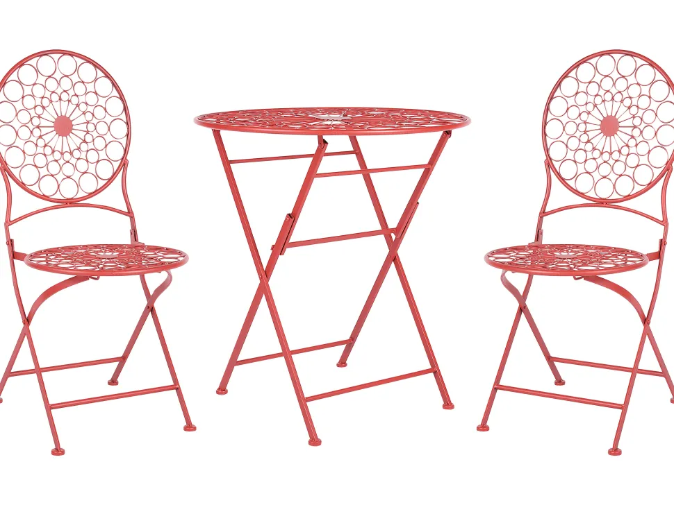 Conjunto De Jardim Em Metal Vermelho Scario