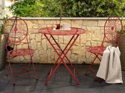 Conjunto De Jardim Em Metal Vermelho Scario