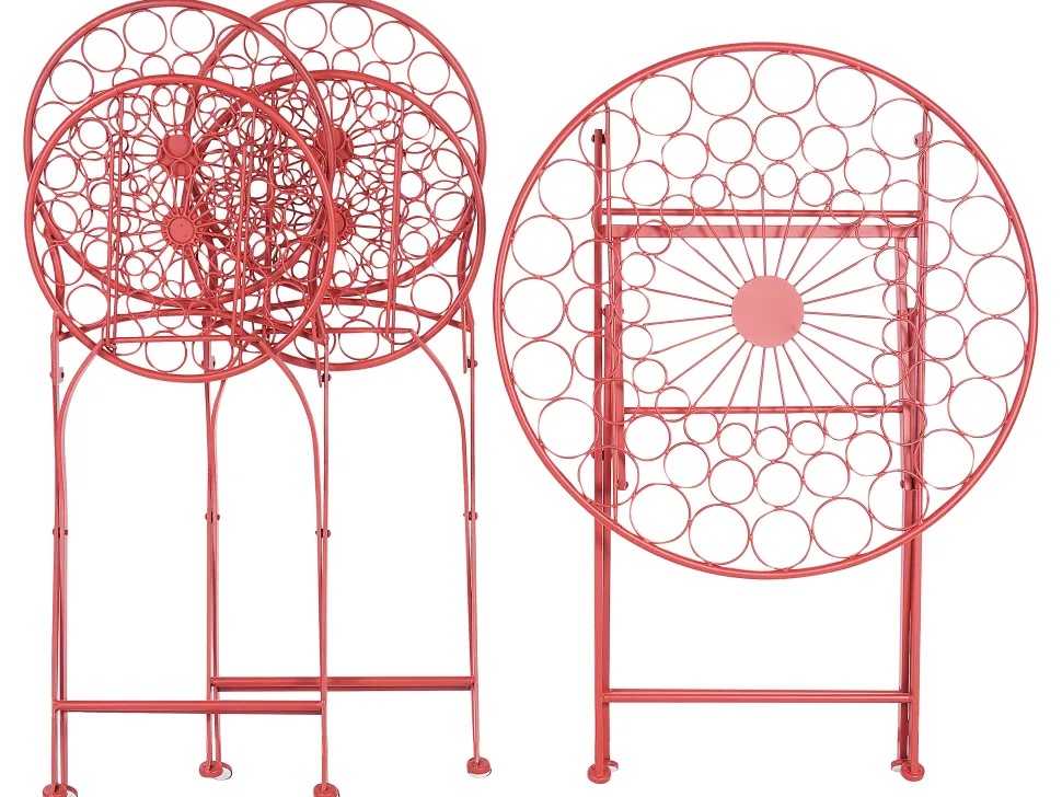 Conjunto De Jardim Em Metal Vermelho Scario