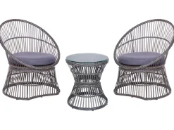 Conjunto De Jardim Em Rattan Sintetico Taupe Mesyna