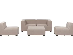 Conjunto De Jardim Modular 4 Lugares E Repousa-Pes Em Tecido Creme Arezzo