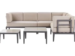 Conjunto De Jardim Modular 6 Lugares Em Aluminio Cinzento E Creme Rima Iii