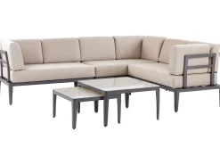 Conjunto De Jardim Modular 6 Lugares Em Aluminio Cinzento E Creme Rima Iii
