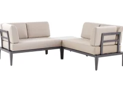 Conjunto De Jardim Modular 6 Lugares Em Aluminio Cinzento E Creme Rima Iii