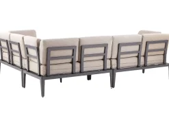 Conjunto De Jardim Modular 6 Lugares Em Aluminio Cinzento E Creme Rima Iii