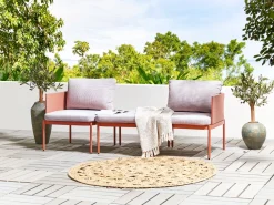 Conjunto De Jardim Modular 2 Lugares Em Aluminio Laranja Terracina