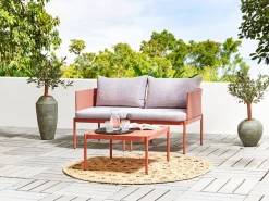 Conjunto De Jardim Modular 2 Lugares Em Aluminio Laranja Terracina