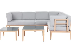 Conjunto De Jardim Modular 6 Lugares Em Aluminio Cinzento E Castanho Claro Rima Iii