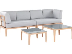Conjunto De Jardim Modular 6 Lugares Em Aluminio Cinzento E Castanho Claro Rima Iii
