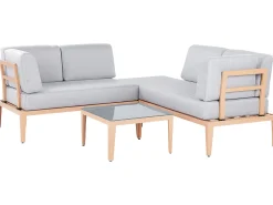 Conjunto De Jardim Modular 6 Lugares Em Aluminio Cinzento E Castanho Claro Rima Iii