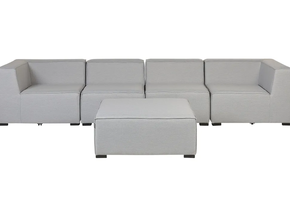 Conjunto De Jardim Modular 4 Lugares E Repousa-Pes Em Tecido Cinzento Claro Arezzo