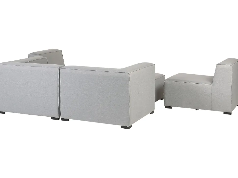 Conjunto De Jardim Modular 4 Lugares E Repousa-Pes Em Tecido Cinzento Claro Arezzo