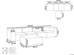 Conjunto De Jardim Modular 4 Lugares E Repousa-Pes Em Tecido Cinzento Claro Arezzo
