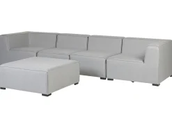 Conjunto De Jardim Modular 4 Lugares E Repousa-Pes Em Tecido Cinzento Claro Arezzo