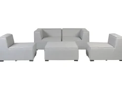 Conjunto De Jardim Modular 4 Lugares E Repousa-Pes Em Tecido Cinzento Claro Arezzo