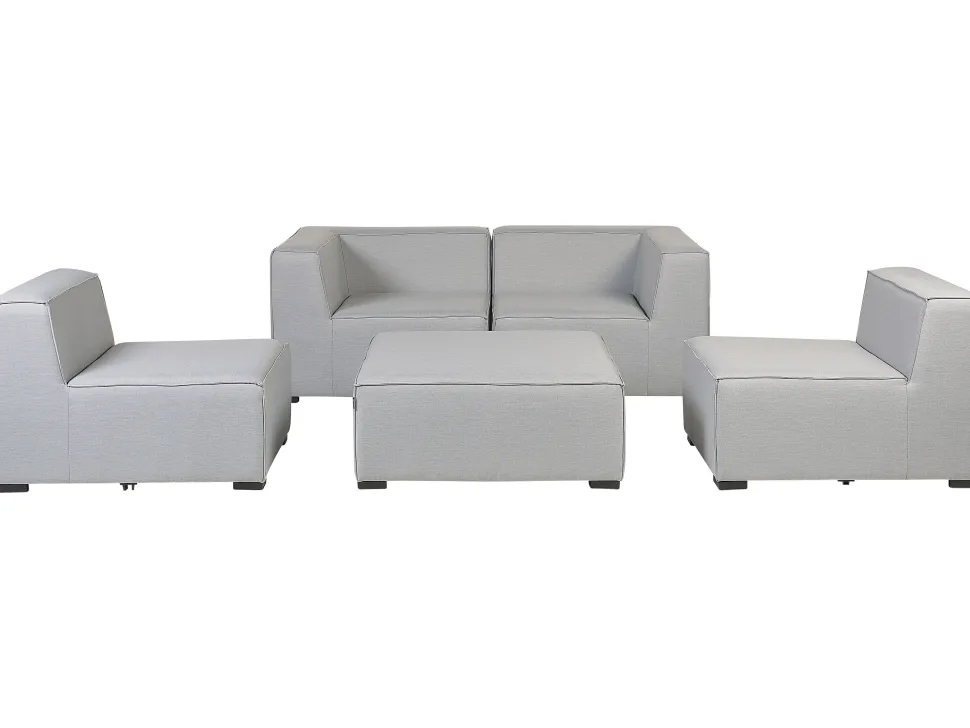 Conjunto De Jardim Modular 4 Lugares E Repousa-Pes Em Tecido Cinzento Claro Arezzo