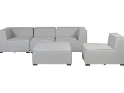 Conjunto De Jardim Modular 4 Lugares E Repousa-Pes Em Tecido Cinzento Claro Arezzo