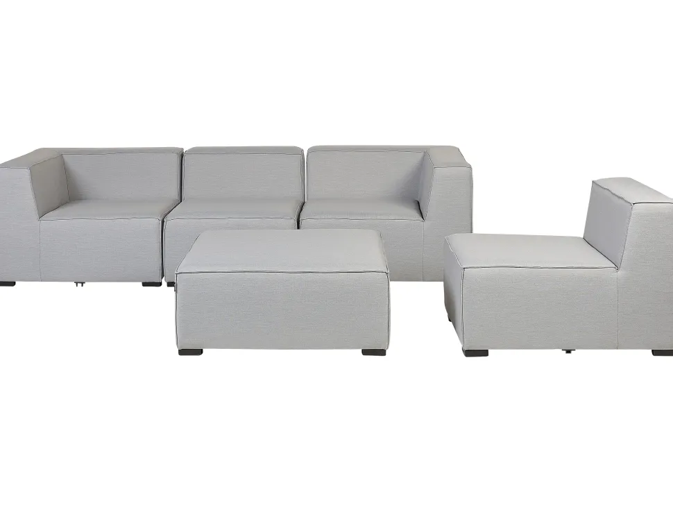 Conjunto De Jardim Modular 4 Lugares E Repousa-Pes Em Tecido Cinzento Claro Arezzo