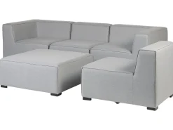 Conjunto De Jardim Modular 4 Lugares E Repousa-Pes Em Tecido Cinzento Claro Arezzo