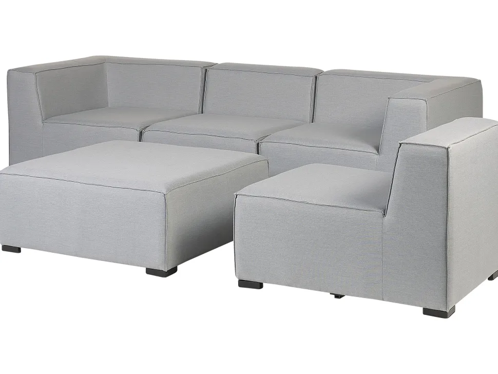 Conjunto De Jardim Modular 4 Lugares E Repousa-Pes Em Tecido Cinzento Claro Arezzo