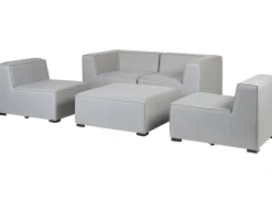Conjunto De Jardim Modular 4 Lugares E Repousa-Pes Em Tecido Cinzento Claro Arezzo