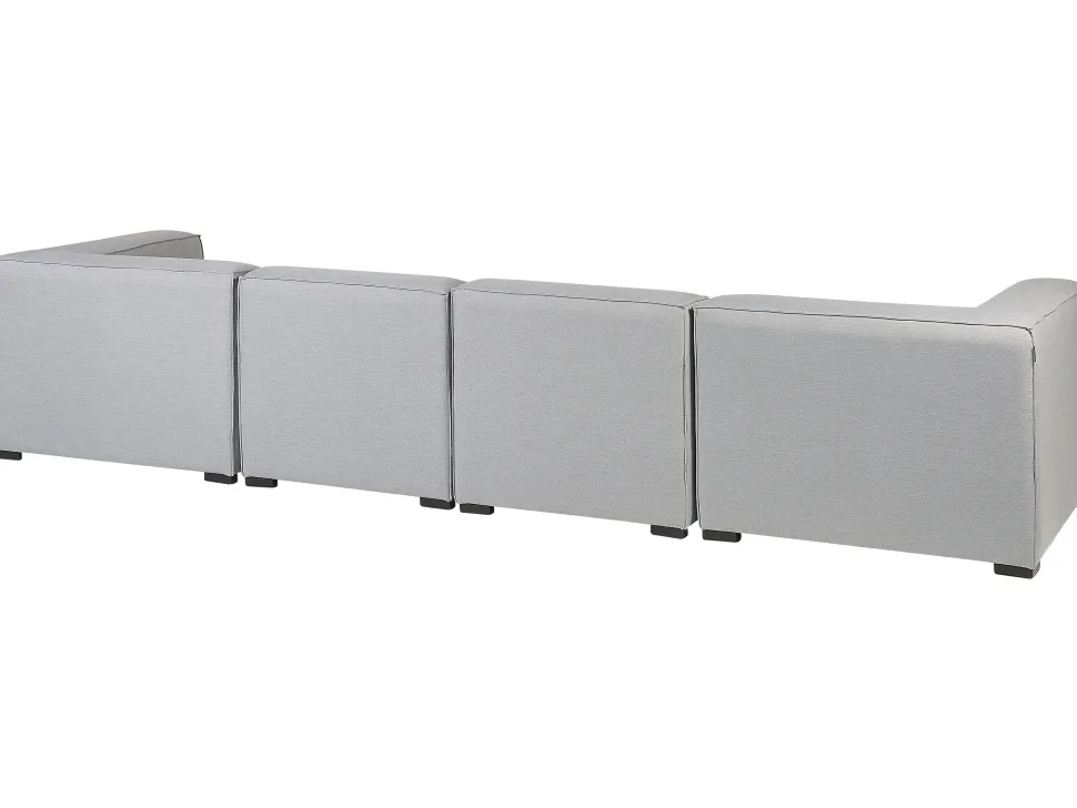 Conjunto De Jardim Modular 4 Lugares E Repousa-Pes Em Tecido Cinzento Claro Arezzo