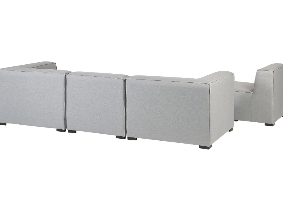 Conjunto De Jardim Modular 4 Lugares E Repousa-Pes Em Tecido Cinzento Claro Arezzo