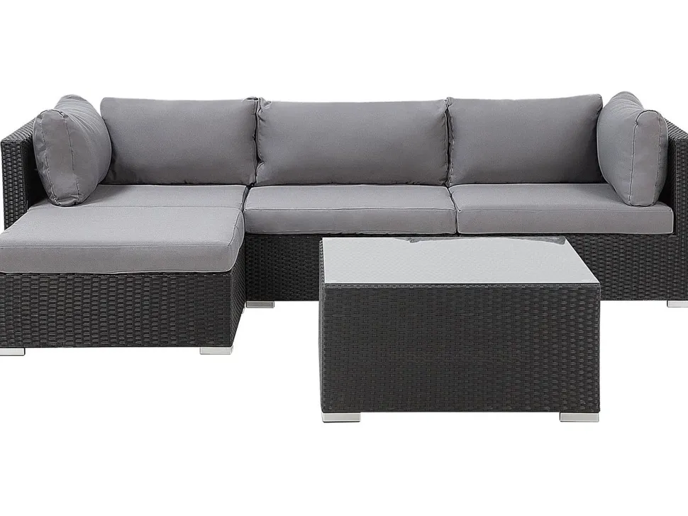 Conjunto De Jardim Modular Em Rattan Sintetico Preto A Direita Sano Ii