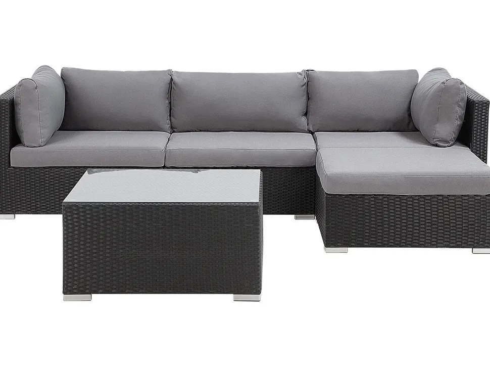 Conjunto De Jardim Modular Em Rattan Sintetico Preto A Direita Sano Ii