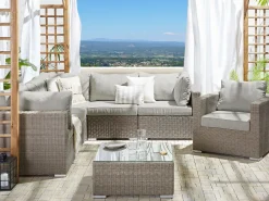 Conjunto De Jardim Modular 6 Pessoas Em Rattan Cinzento A Direita Contare