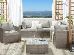 Conjunto De Jardim Modular 6 Pessoas Em Rattan Cinzento A Direita Contare