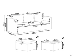 Conjunto De Jardim Modular 5 Lugares Em Rattan Cinzento A Direita Sabbia