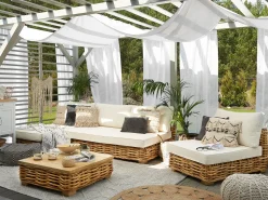 Conjunto De Jardim Modular 4 Lugares Em Rattan Cor Natural A Direita Varallo