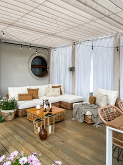 Conjunto De Jardim Modular 4 Lugares Em Rattan Cor Natural A Direita Varallo
