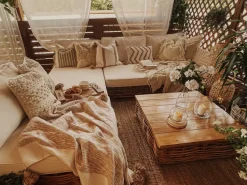 Conjunto De Jardim Modular 4 Lugares Em Rattan Cor Natural A Direita Varallo