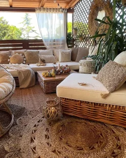 Conjunto De Jardim Modular 4 Lugares Em Rattan Cor Natural A Direita Varallo