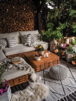 Conjunto De Jardim Modular 4 Lugares Em Rattan Cor Natural A Direita Varallo