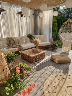 Conjunto De Jardim Modular 4 Lugares Em Rattan Cor Natural A Direita Varallo