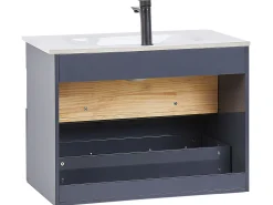 Conjunto De Móveis Com Lavatorio E Espelho Led Em Castanho E Cinzento Figueres