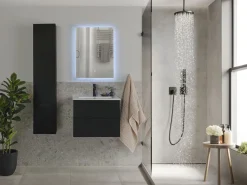 Conjunto De Móveis Com Lavatorio E Espelho Em Preto Tudela