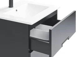 Conjunto De Móveis Com Lavatorio E Espelho Em Preto Tudela