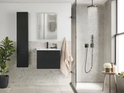 Conjunto De Móveis Com Lavatorio E Espelho Em Preto Tudela