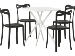 Conjunto De Móveis De Jardim Em Preto E Branco Com 4 Lugares Sersale/Camogli