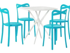 Conjunto De Móveis De Jardim Em Azul E Branco Com 4 Lugares Sersale/Camogli