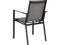 Conjunto De Refeicao De Jardim 6 Lugares Em Aluminio Preto E Almofadas Cinzentas Valcanetto/Busseto