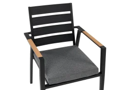 Conjunto De Refeicao De Jardim 4 Lugares Em Aluminio Preto E Almofadas Cinzentas Olmetto/Taviano