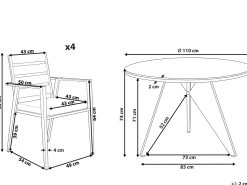 Conjunto De Refeicao De Jardim 4 Lugares Em Aluminio Preto E Almofadas Cinzentas Olmetto/Taviano