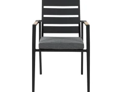 Conjunto De Refeicao De Jardim 4 Lugares Em Aluminio Preto E Almofadas Cinzentas Olmetto/Taviano