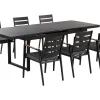 Conjunto De Refeicao De Jardim 6 Lugares Em Aluminio Preto E Almofadas Cinzentas Valcanetto/Taviano