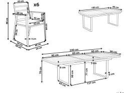Conjunto De Refeicao De Jardim 6 Lugares Em Aluminio Preto E Almofadas Cinzentas Valcanetto/Taviano